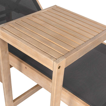 Trabuco Coastal Modern Acacia Wood Mesh 3-Position Outdoor foldable Chaise Lounge Set with Side Table